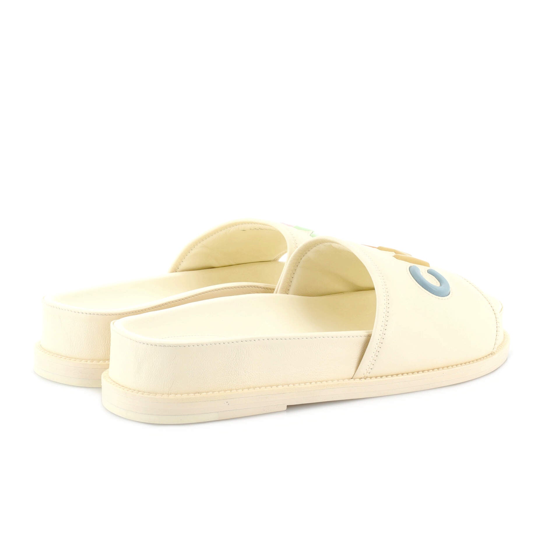 Women's Logo Letters Slide Sandals Leather