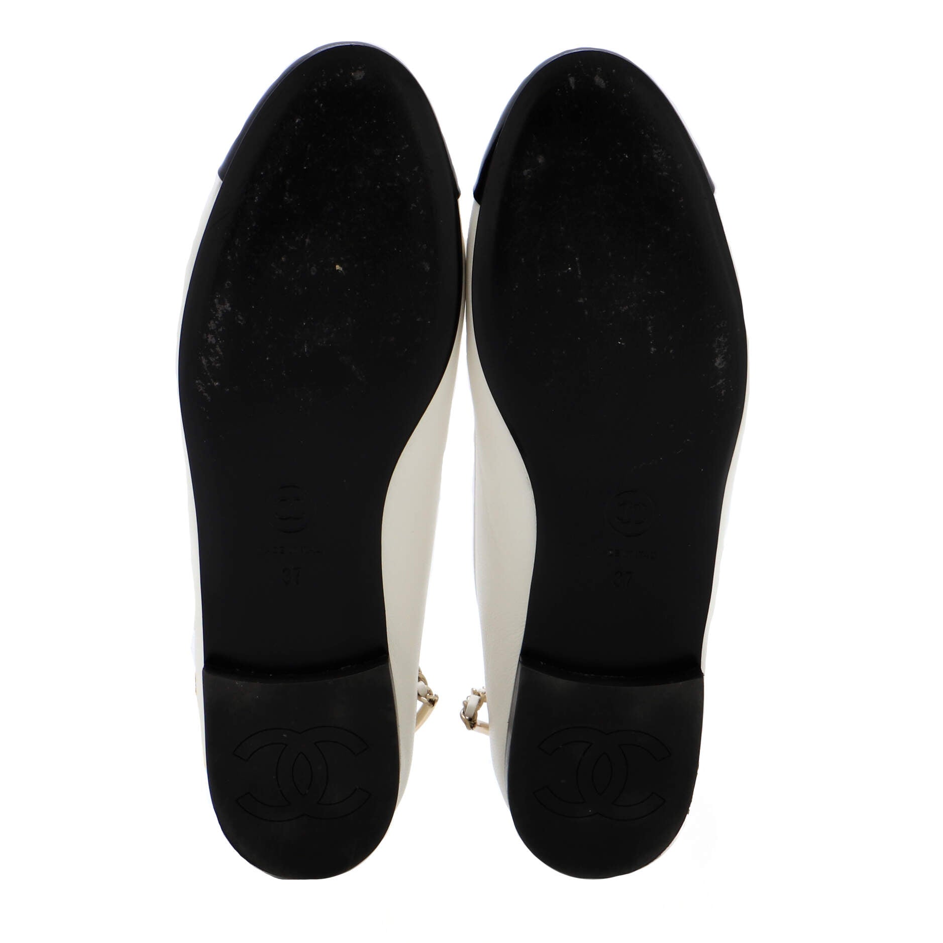Women's Cap Toe Ankle Chain Ballerina Flats Leather