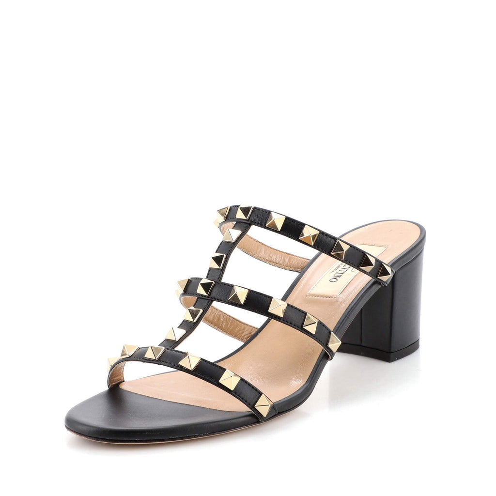 Women's Rockstud Caged Block Heel Sandal Leather
