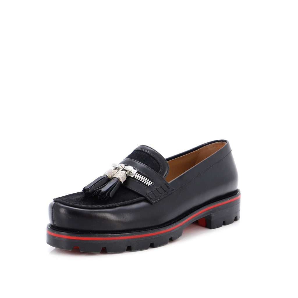 Men's Egon Zipper Tassel Loafers Leather with Pony Hair