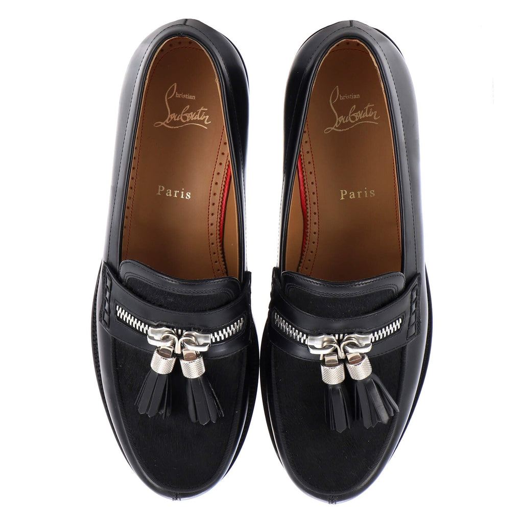 Men's Egon Zipper Tassel Loafers Leather with Pony Hair