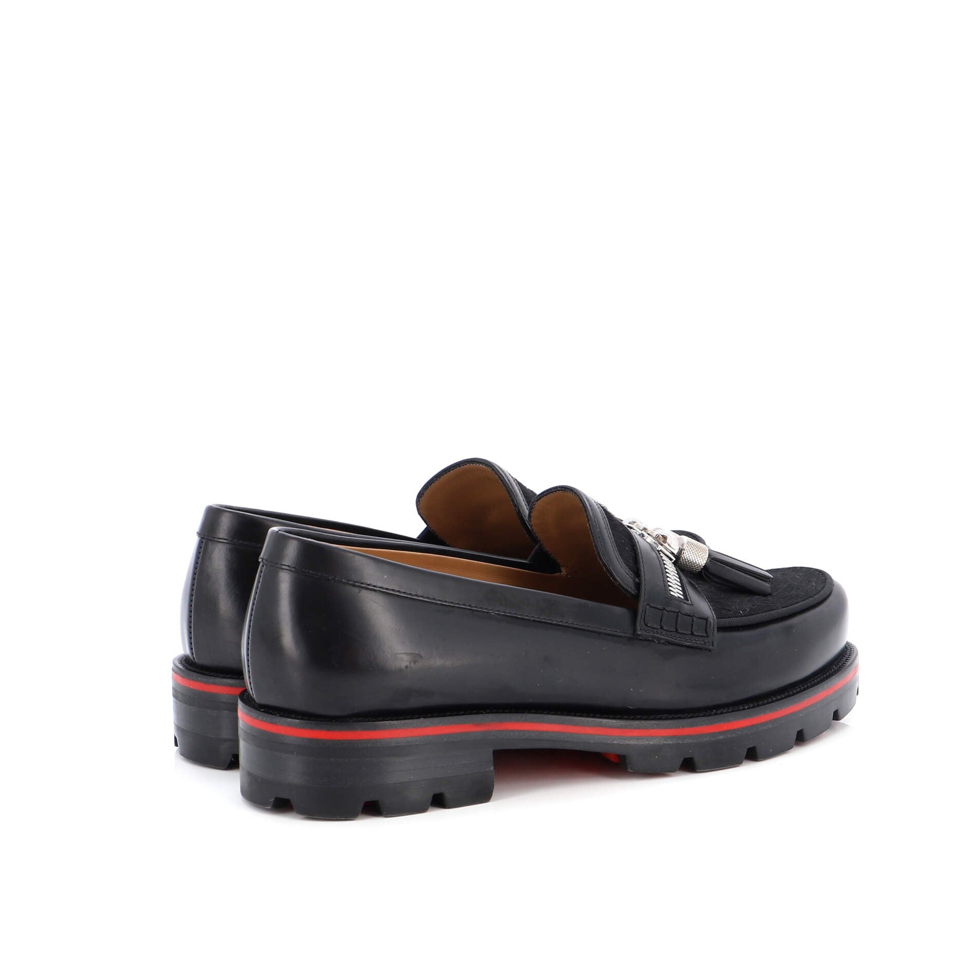 Men's Egon Zipper Tassel Loafers Leather with Pony Hair