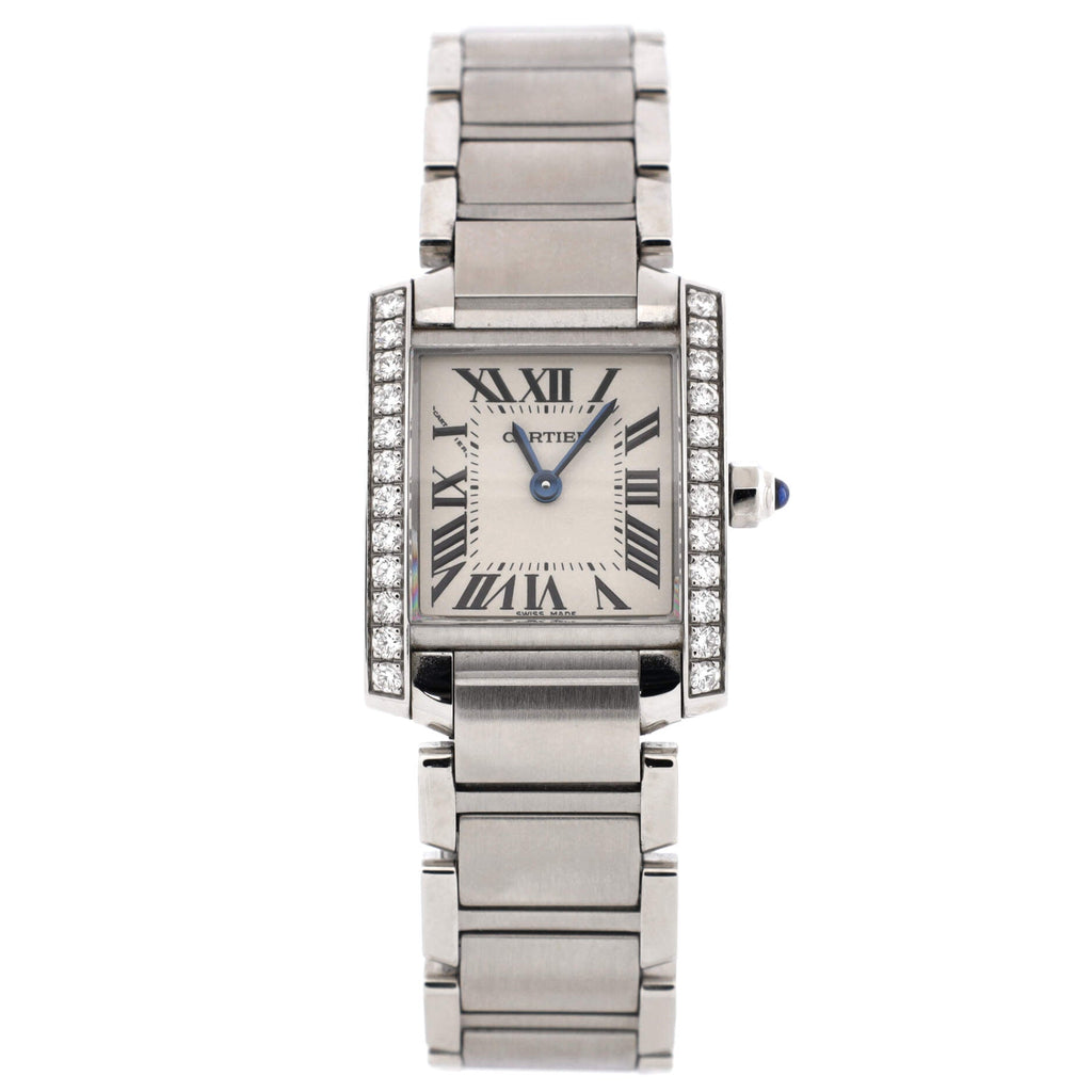 Tank Francaise Quartz Watch Stainless Steel with Diamond Bezel 20