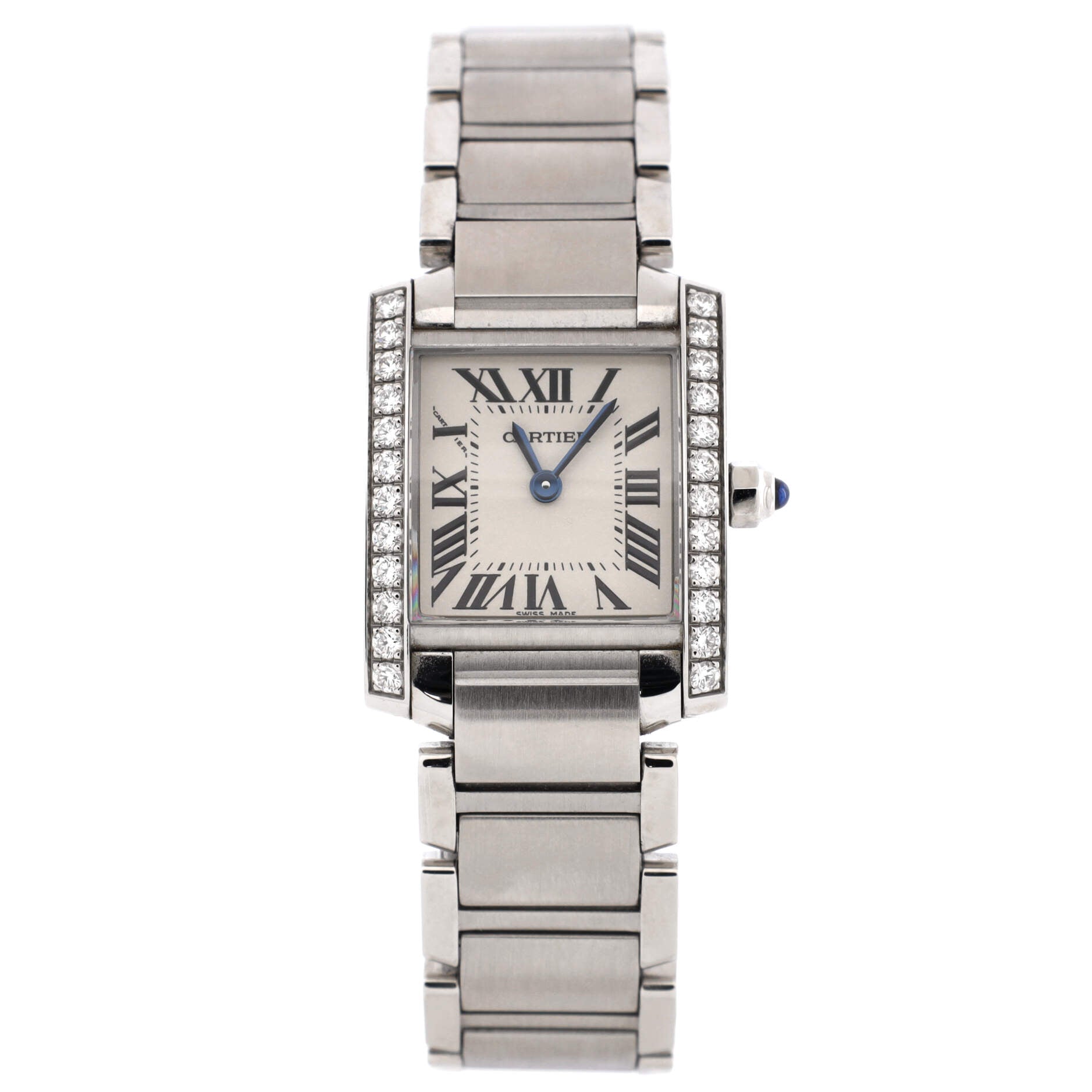 Tank Francaise Quartz Watch Stainless Steel with Diamond Bezel 20