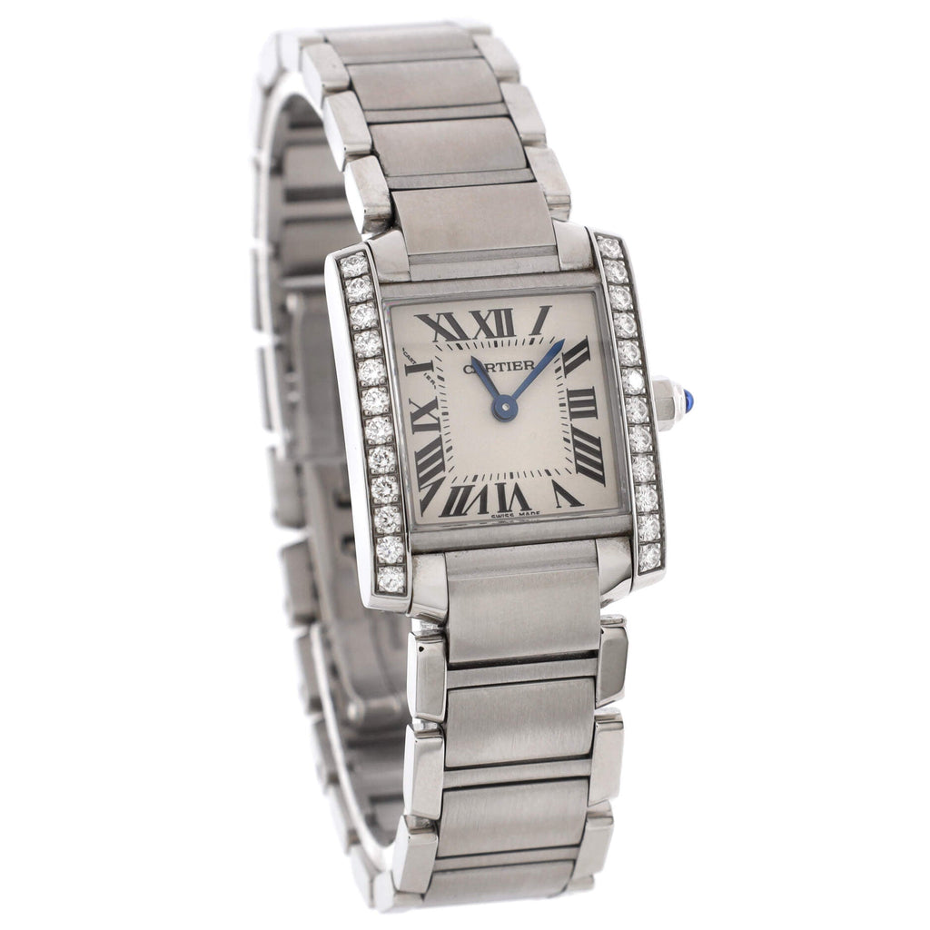Tank Francaise Quartz Watch Stainless Steel with Diamond Bezel 20