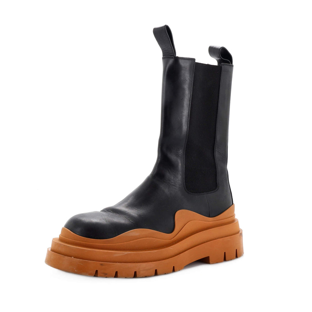 Women's Tire Chelsea Boots Leather and Rubber