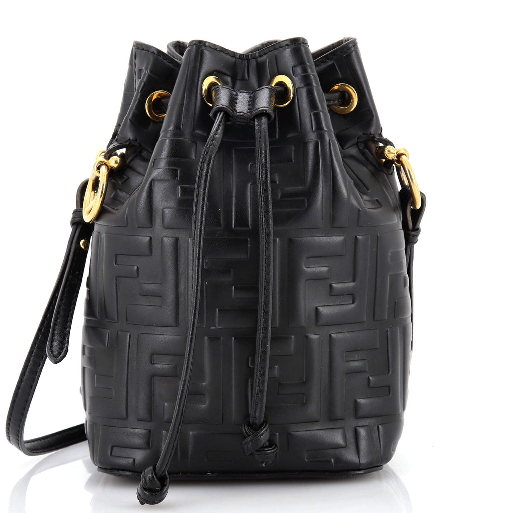 Mon Tresor Bucket Bag Zucca Embossed Leather Mini
