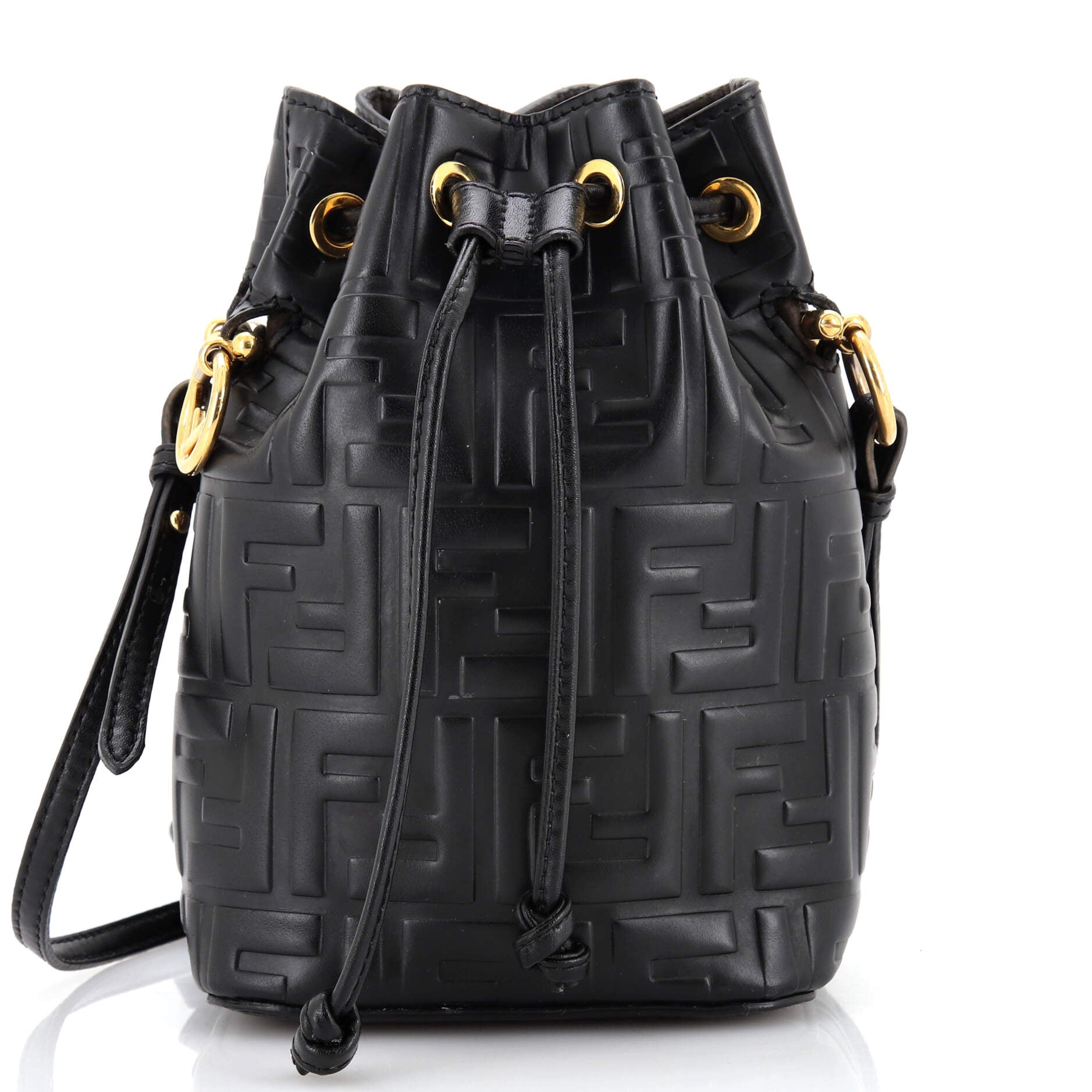 Mon Tresor Bucket Bag Zucca Embossed Leather Mini