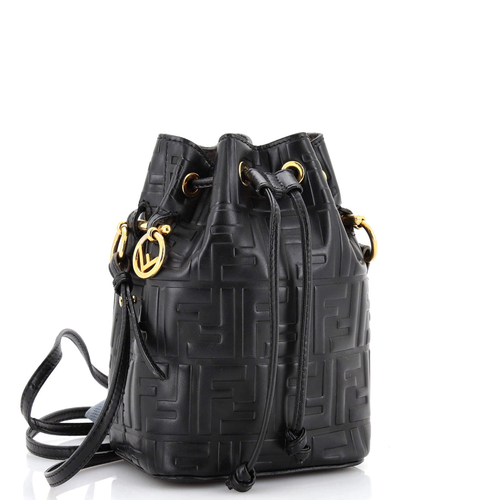 Mon Tresor Bucket Bag Zucca Embossed Leather Mini