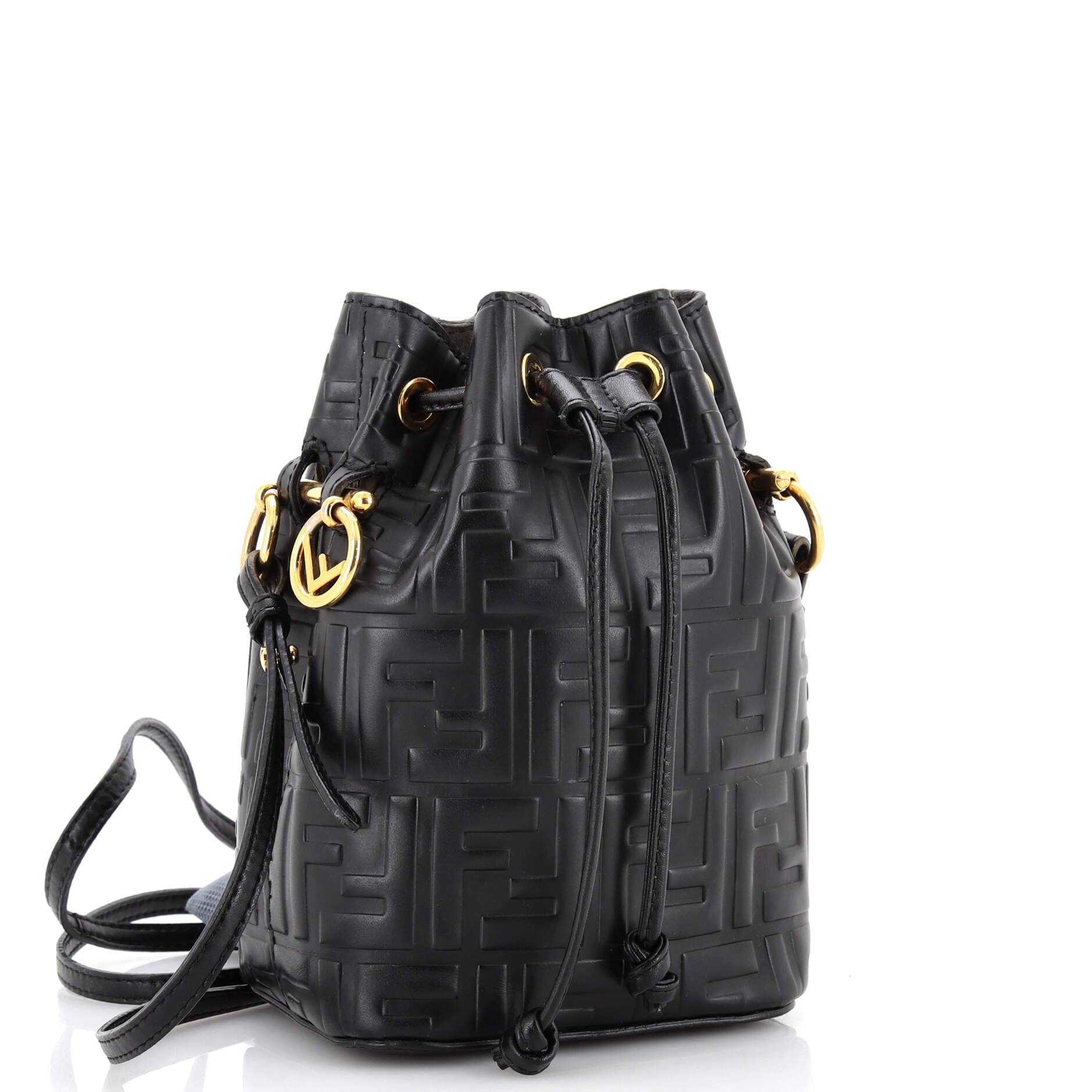 Mon Tresor Bucket Bag Zucca Embossed Leather Mini