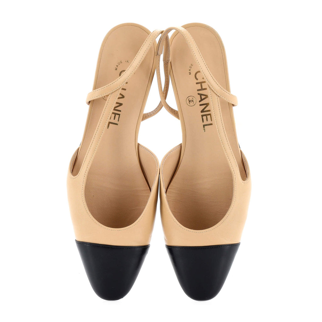 Women's Cap Toe CC Slingback Flats Leather