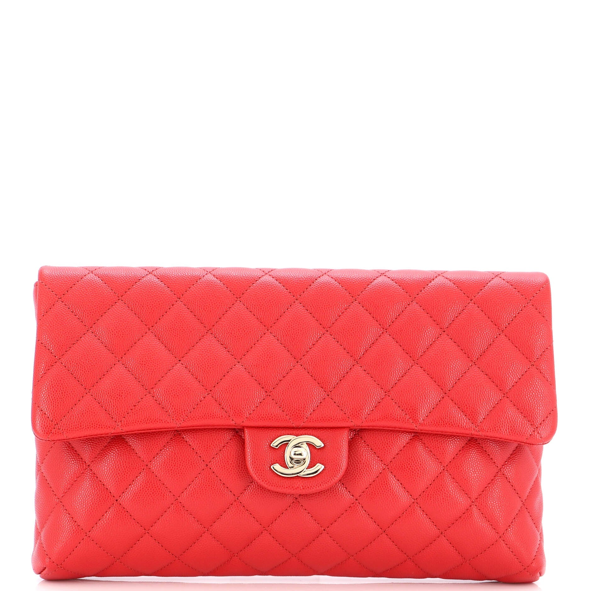 Classic Flap Clutch Quilted Caviar