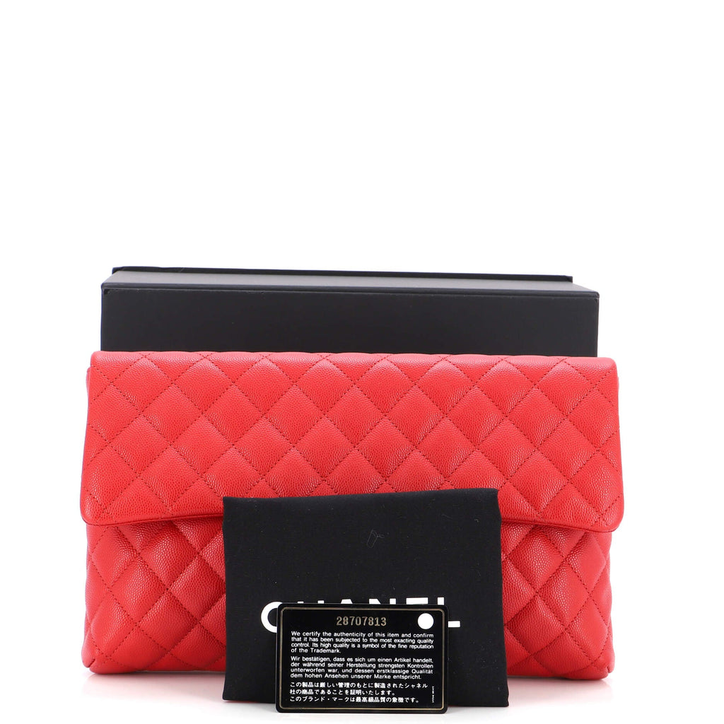 Classic Flap Clutch Quilted Caviar
