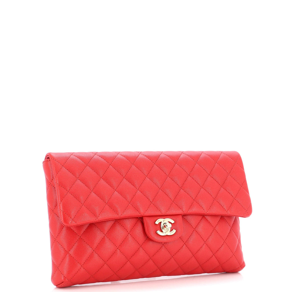 Classic Flap Clutch Quilted Caviar