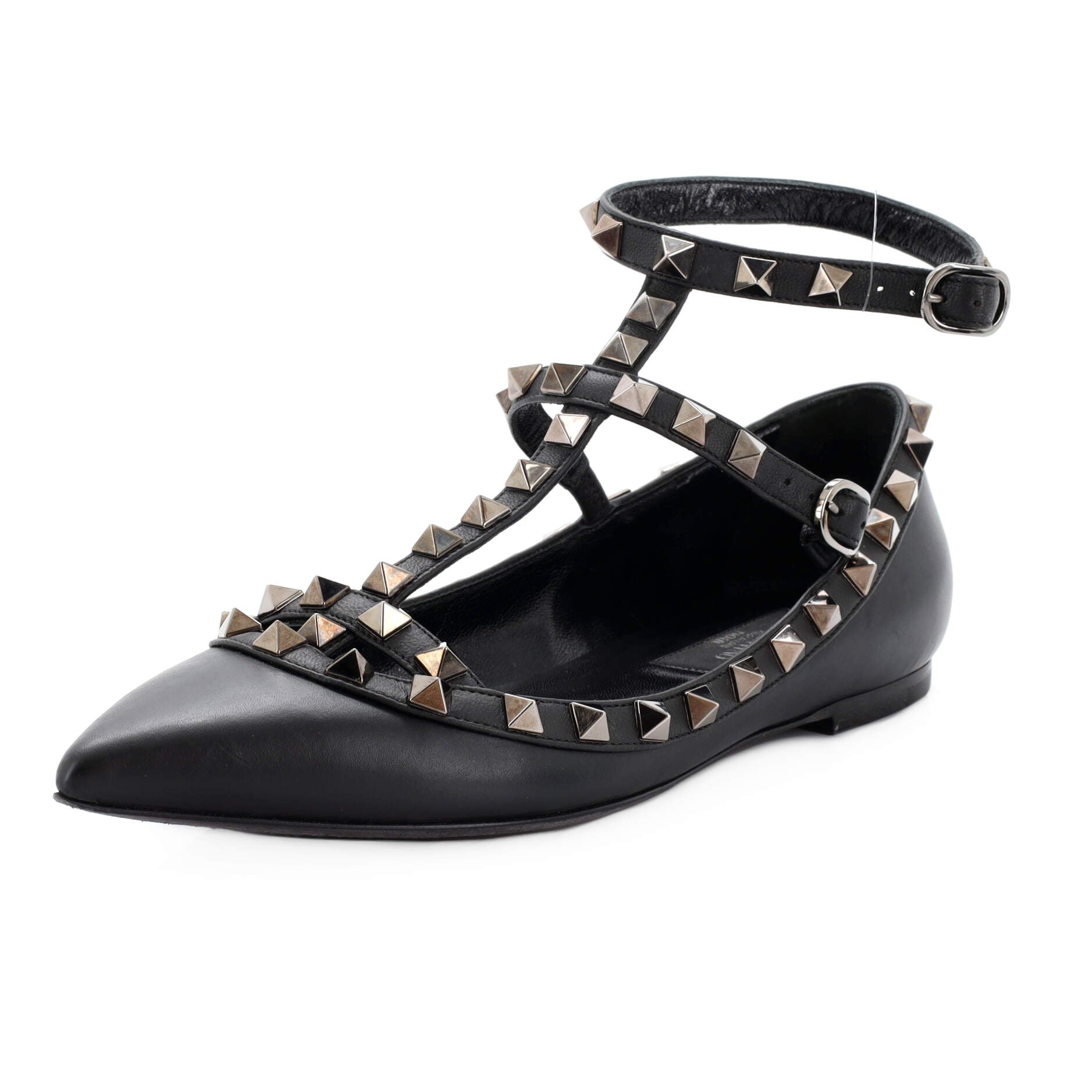 Women's Rockstud Caged Ballerina Flats Leather