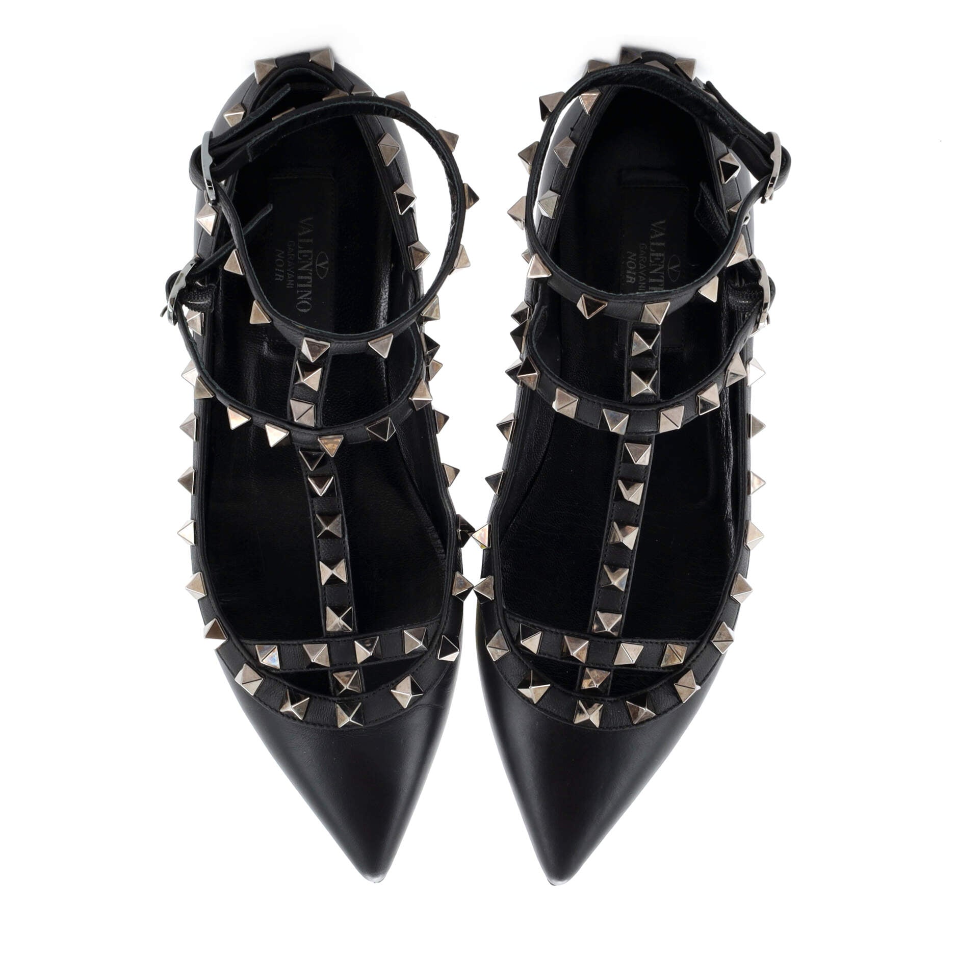 Women's Rockstud Caged Ballerina Flats Leather