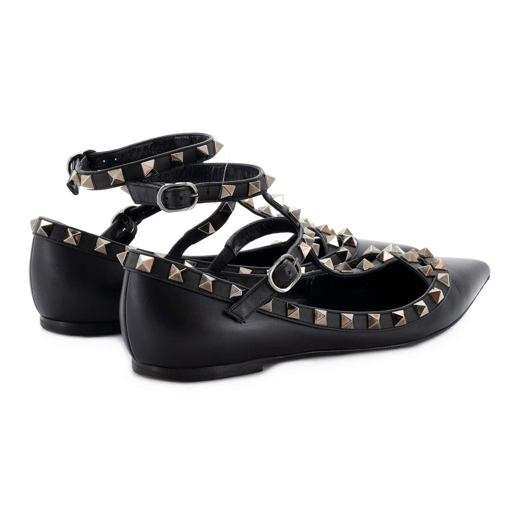 Women's Rockstud Caged Ballerina Flats Leather