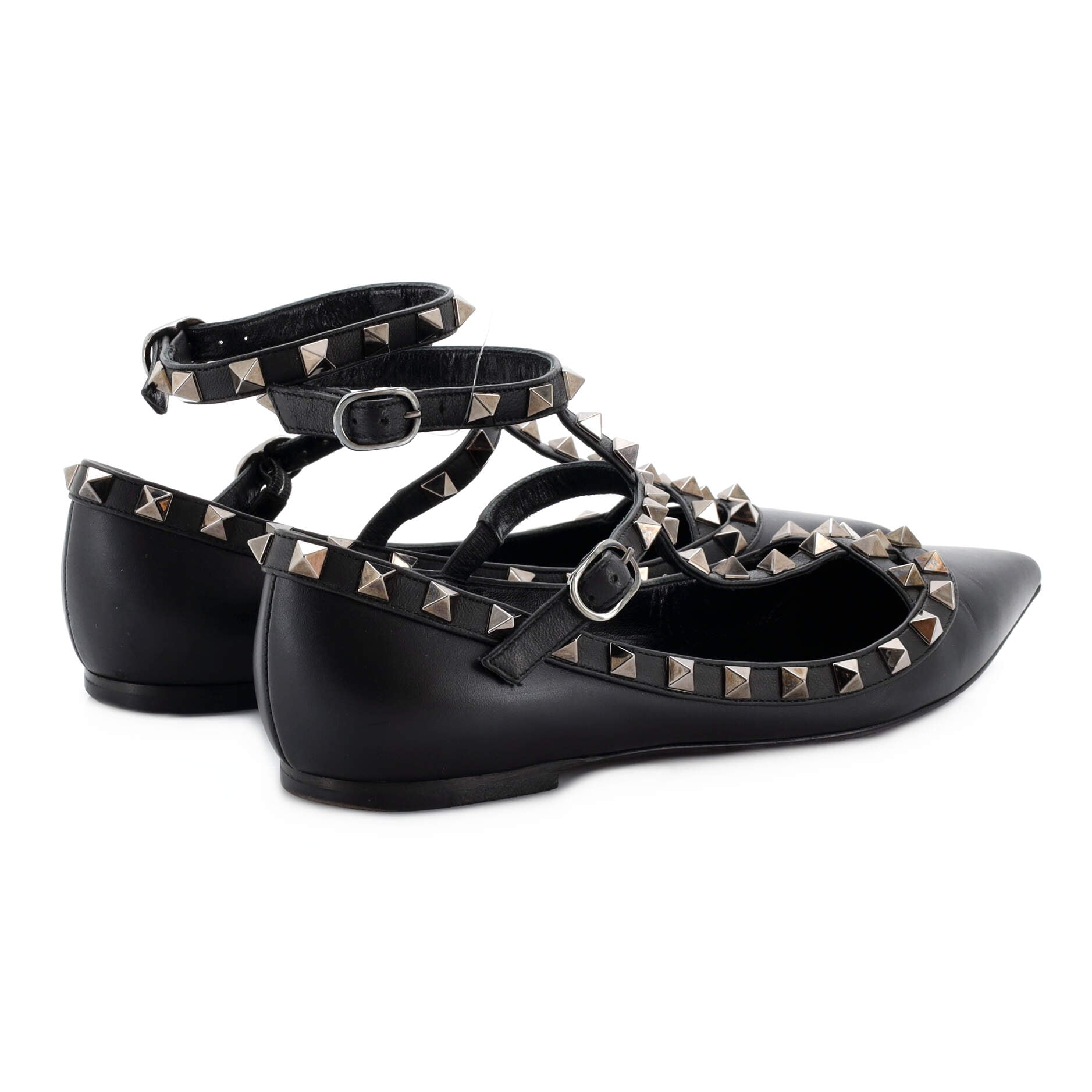 Women's Rockstud Caged Ballerina Flats Leather