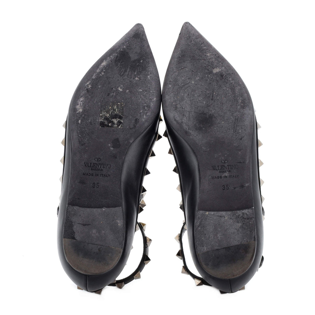 Women's Rockstud Caged Ballerina Flats Leather