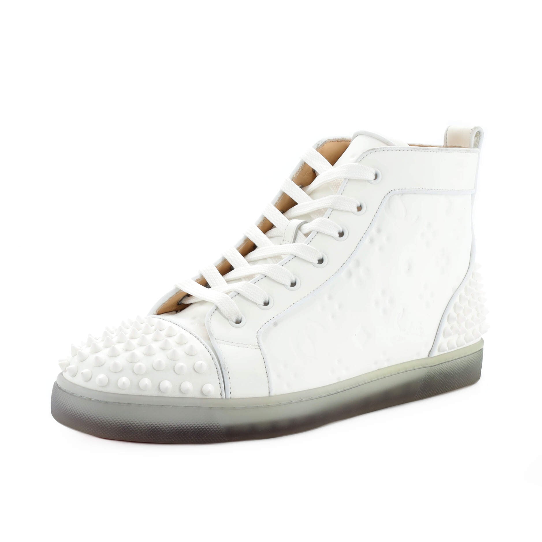 Men's Louis Spikes Flat High-Top Sneakers Studded Leather