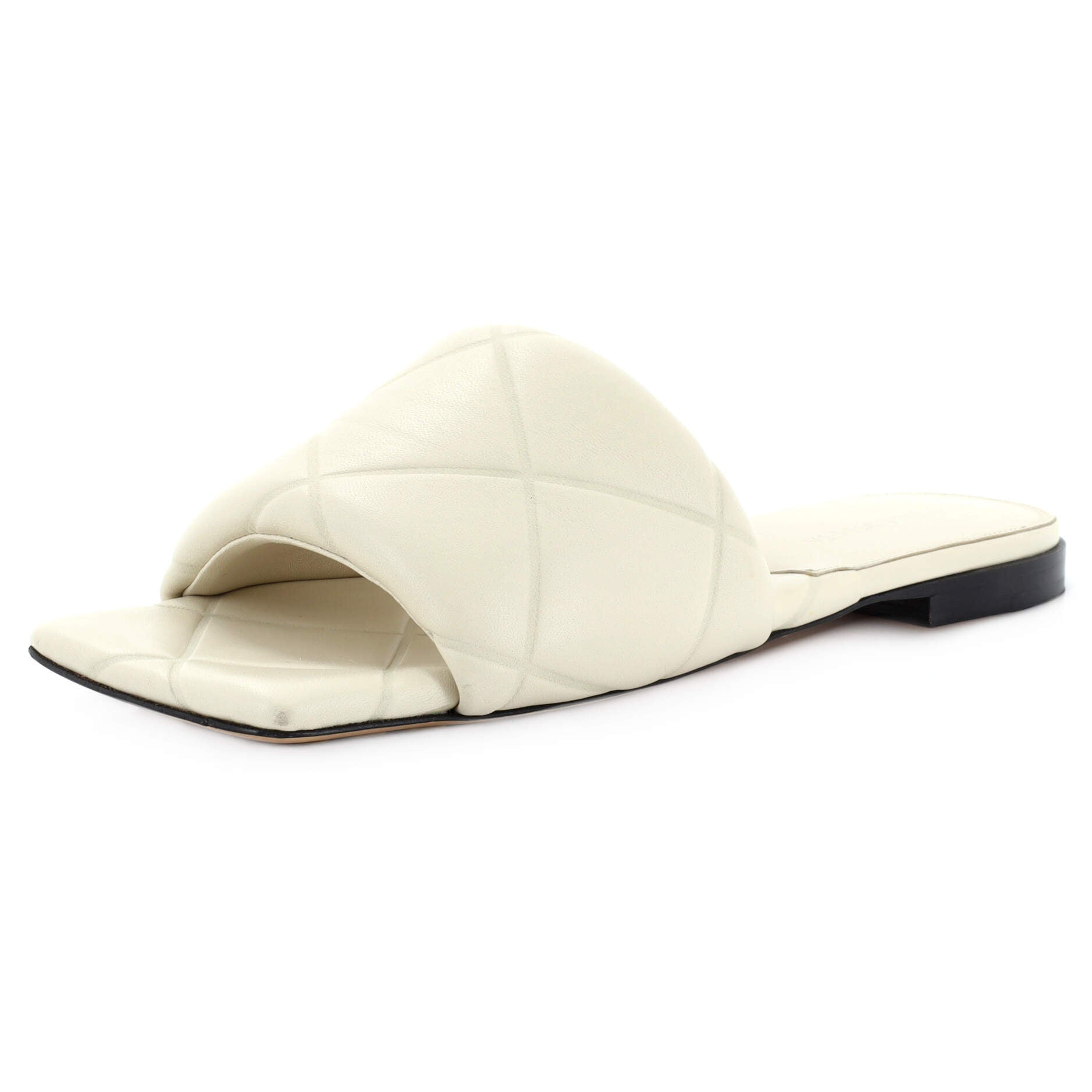 Women's Rubber Lido Flat Sandals Quilted Embossed Leather