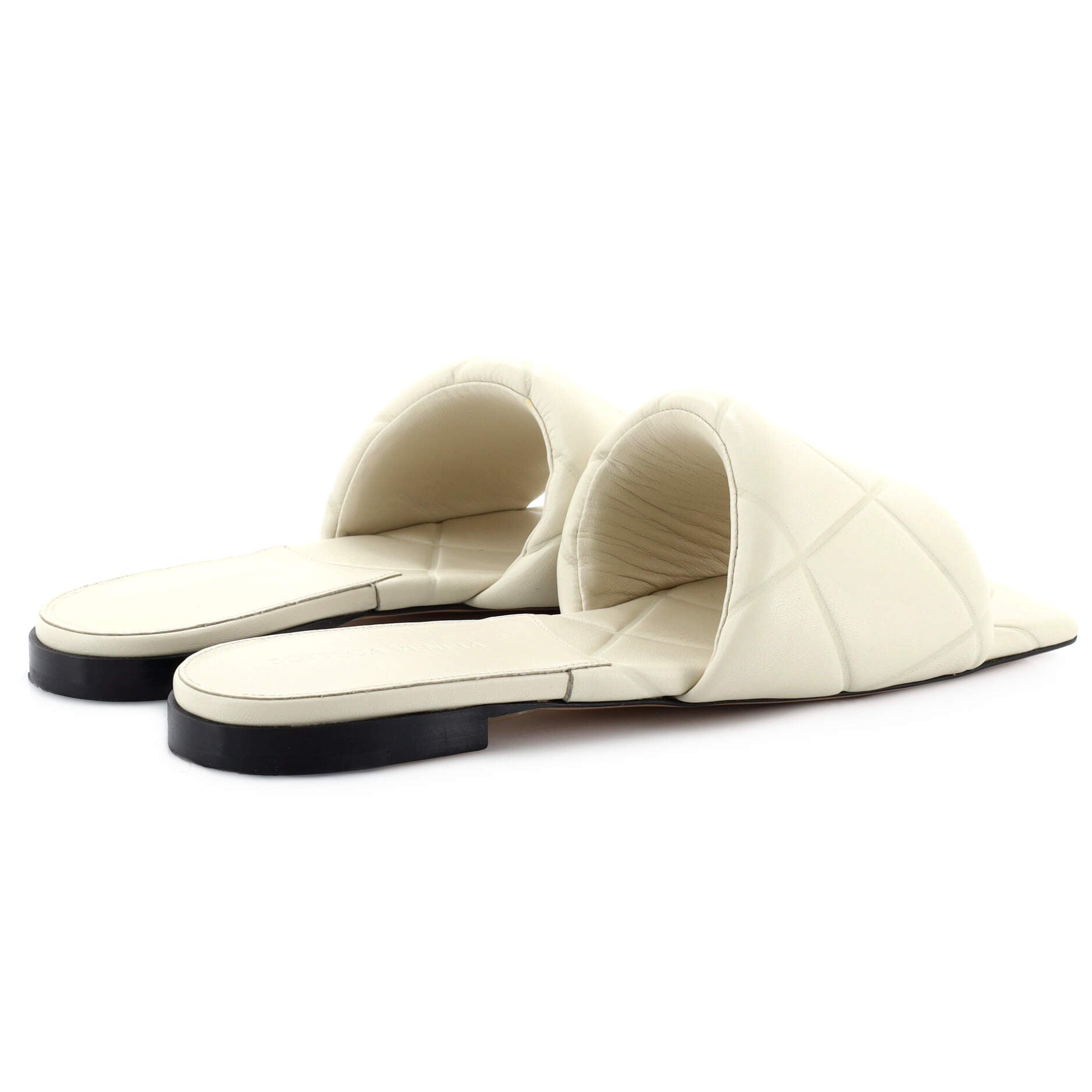 Women's Rubber Lido Flat Sandals Quilted Embossed Leather
