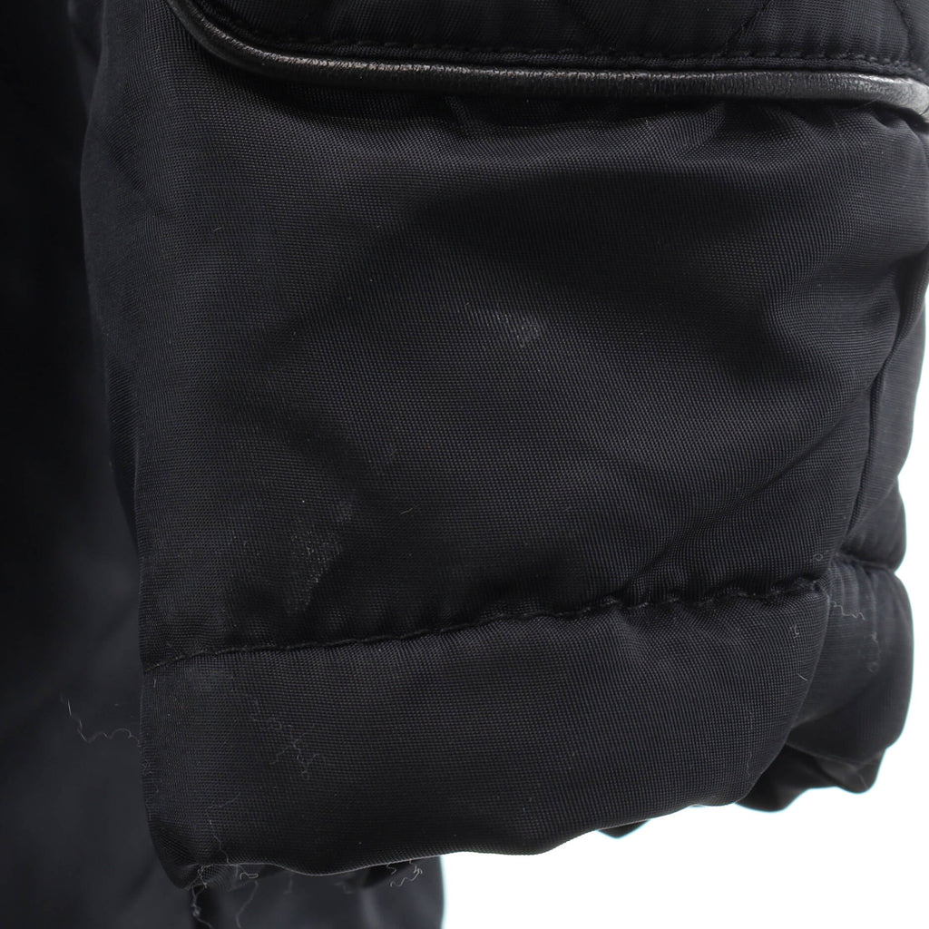 Women's Hooded Belted Puffer Jacket Quilted Polyamide with Down Blend and Leather
