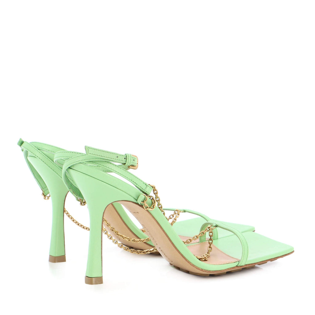 Women's Stretch Strap Chain Heels Leather