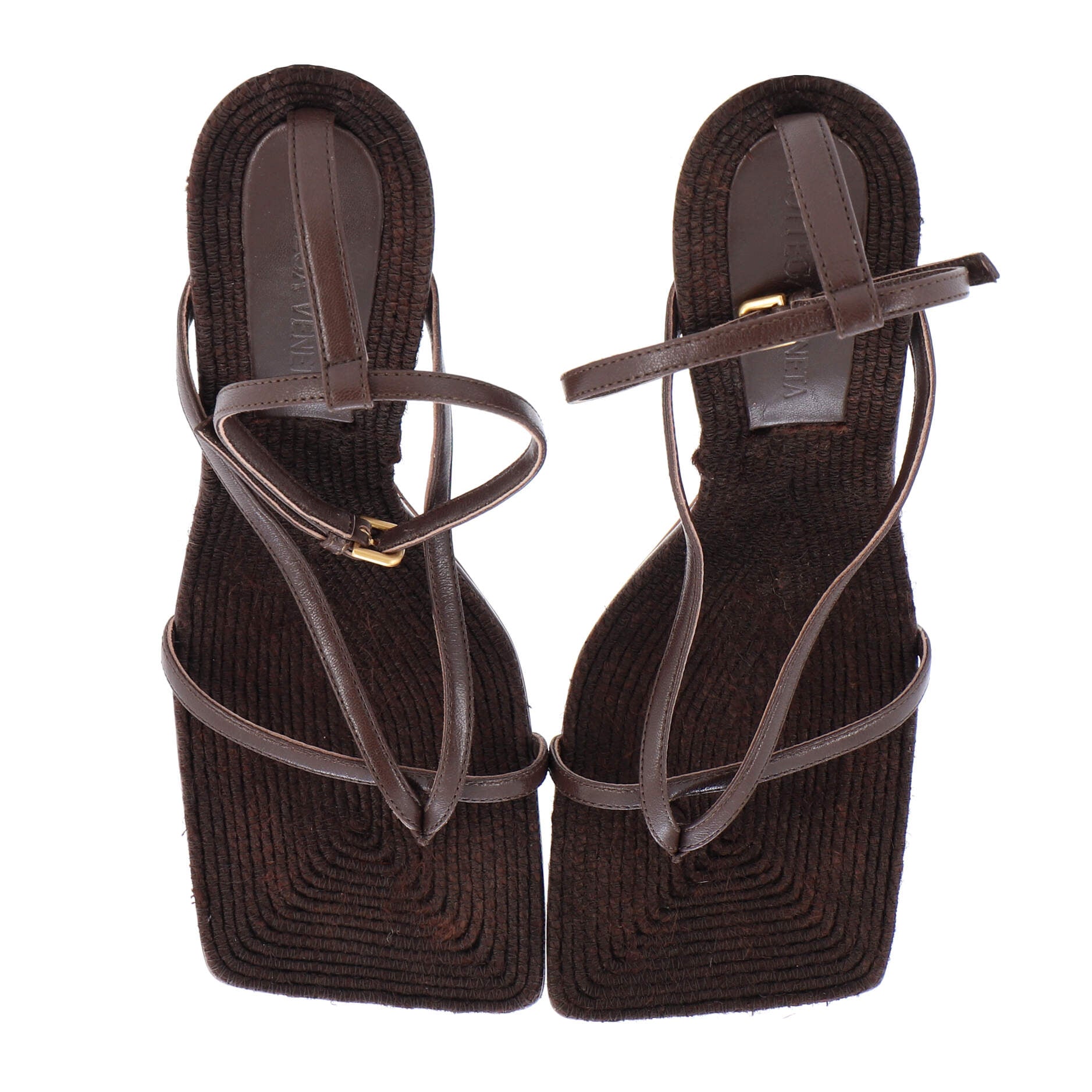 Women's Stretch Strap Heeled Sandals Leather and Raffia