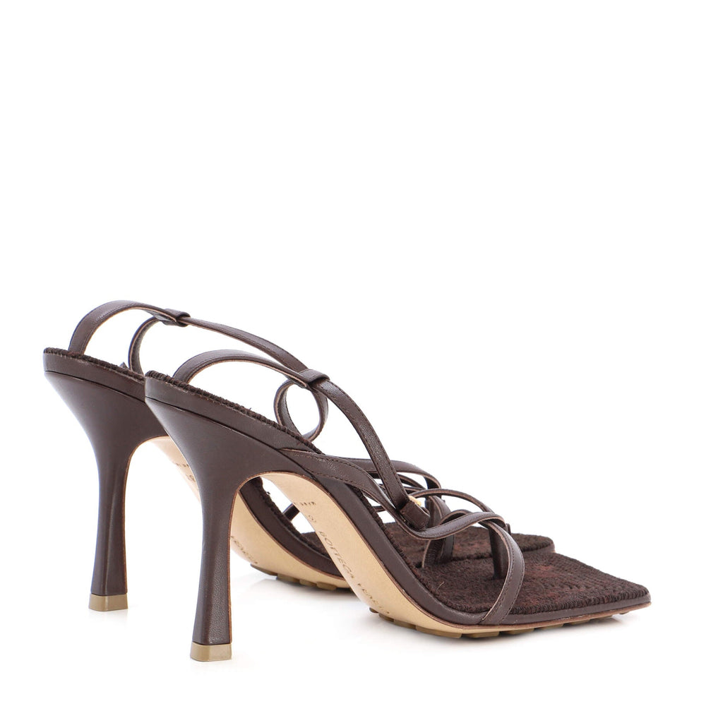 Women's Stretch Strap Heeled Sandals Leather and Raffia