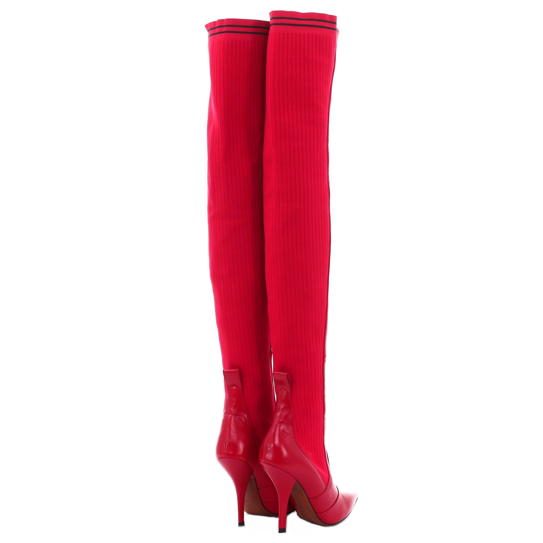 Rockoko Thigh High Sock Boots Fabric and Leather