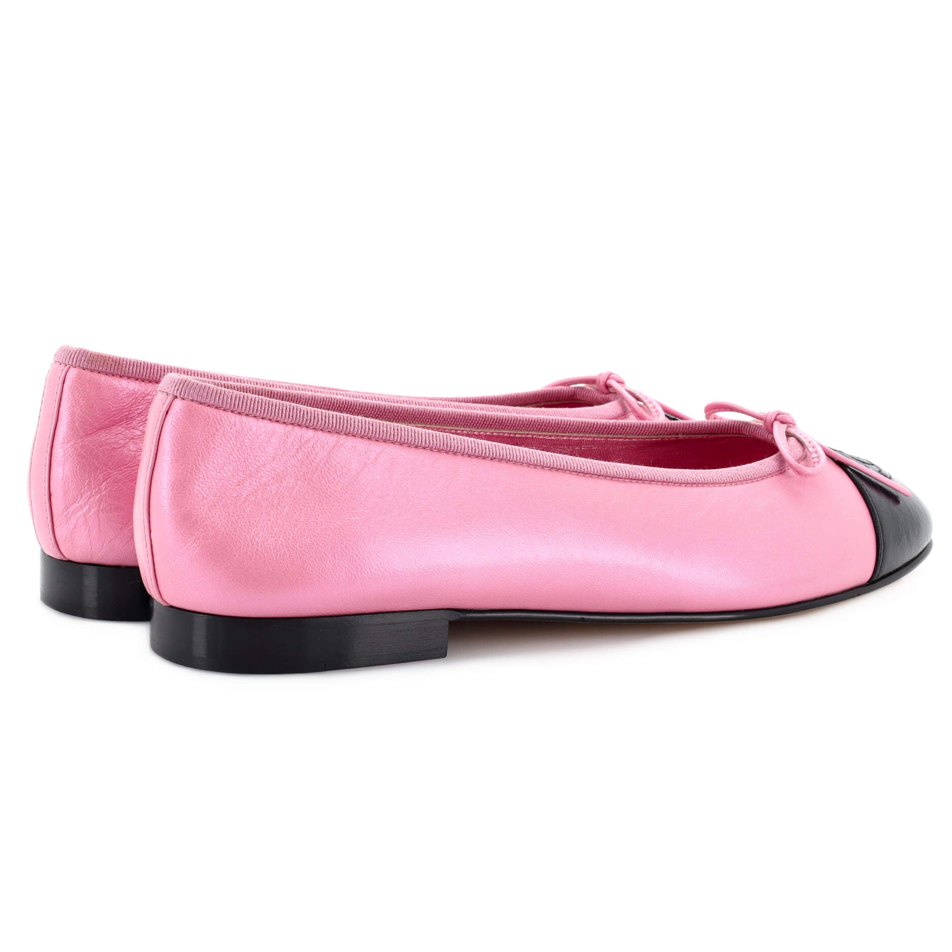 Women's CC Cap Toe Bow Ballerina Flats Leather
