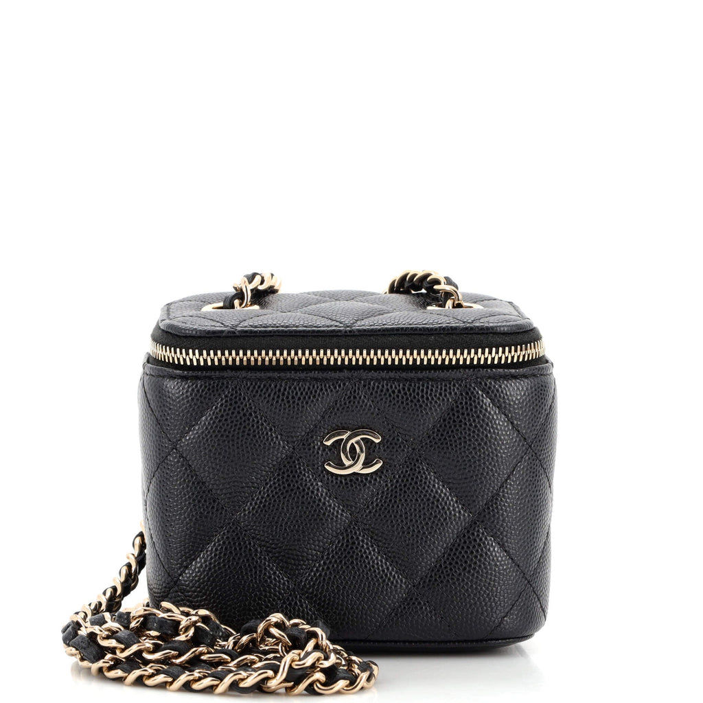 Classic Vanity Case with Chain Quilted Caviar Mini