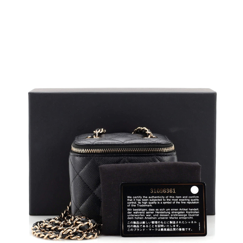 Classic Vanity Case with Chain Quilted Caviar Mini