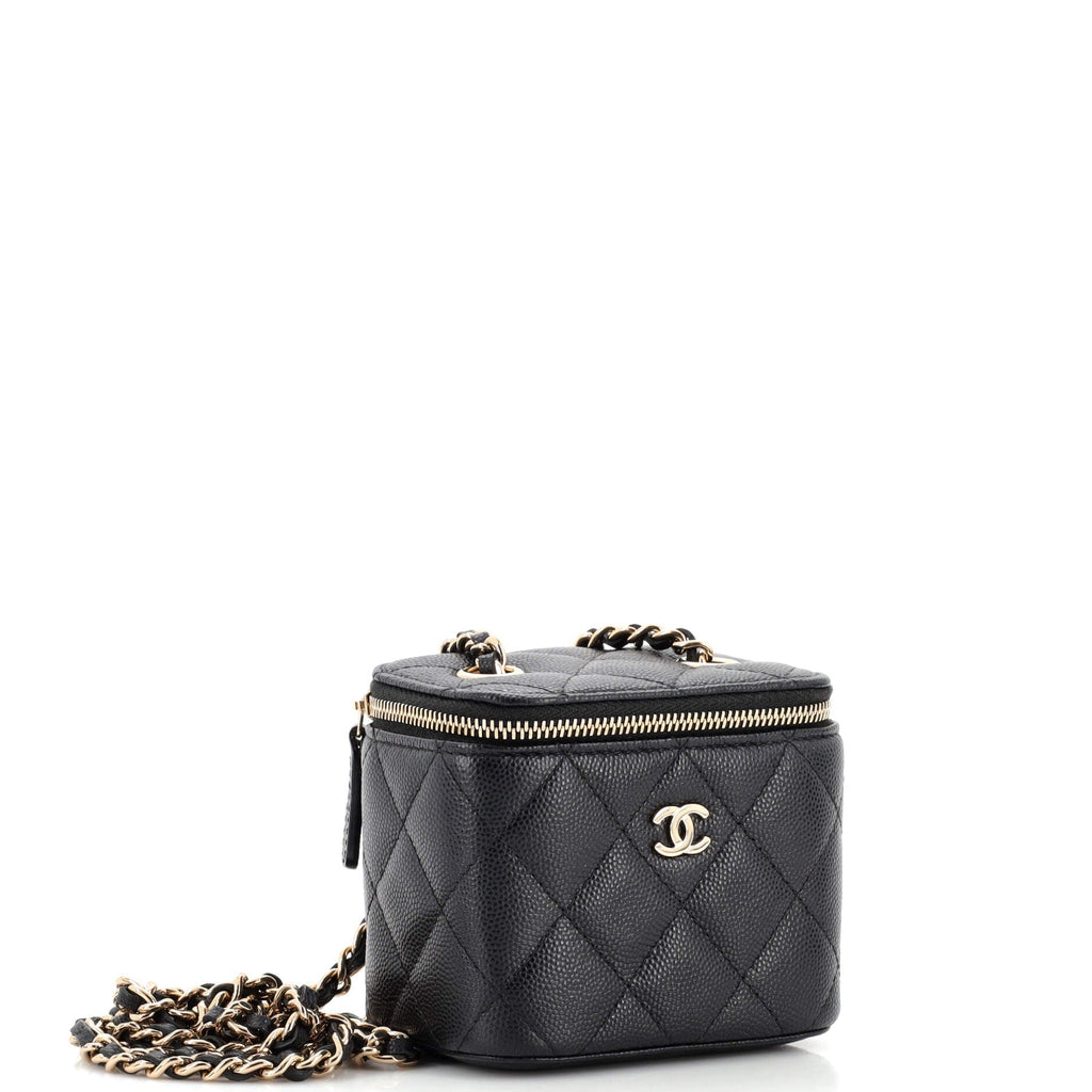 Classic Vanity Case with Chain Quilted Caviar Mini