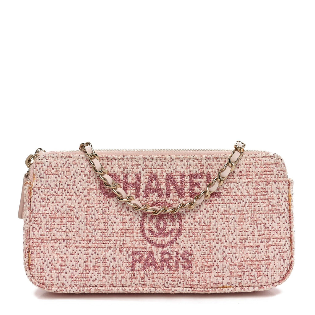 Canvas Small Deauville Clutch With Chain Pink