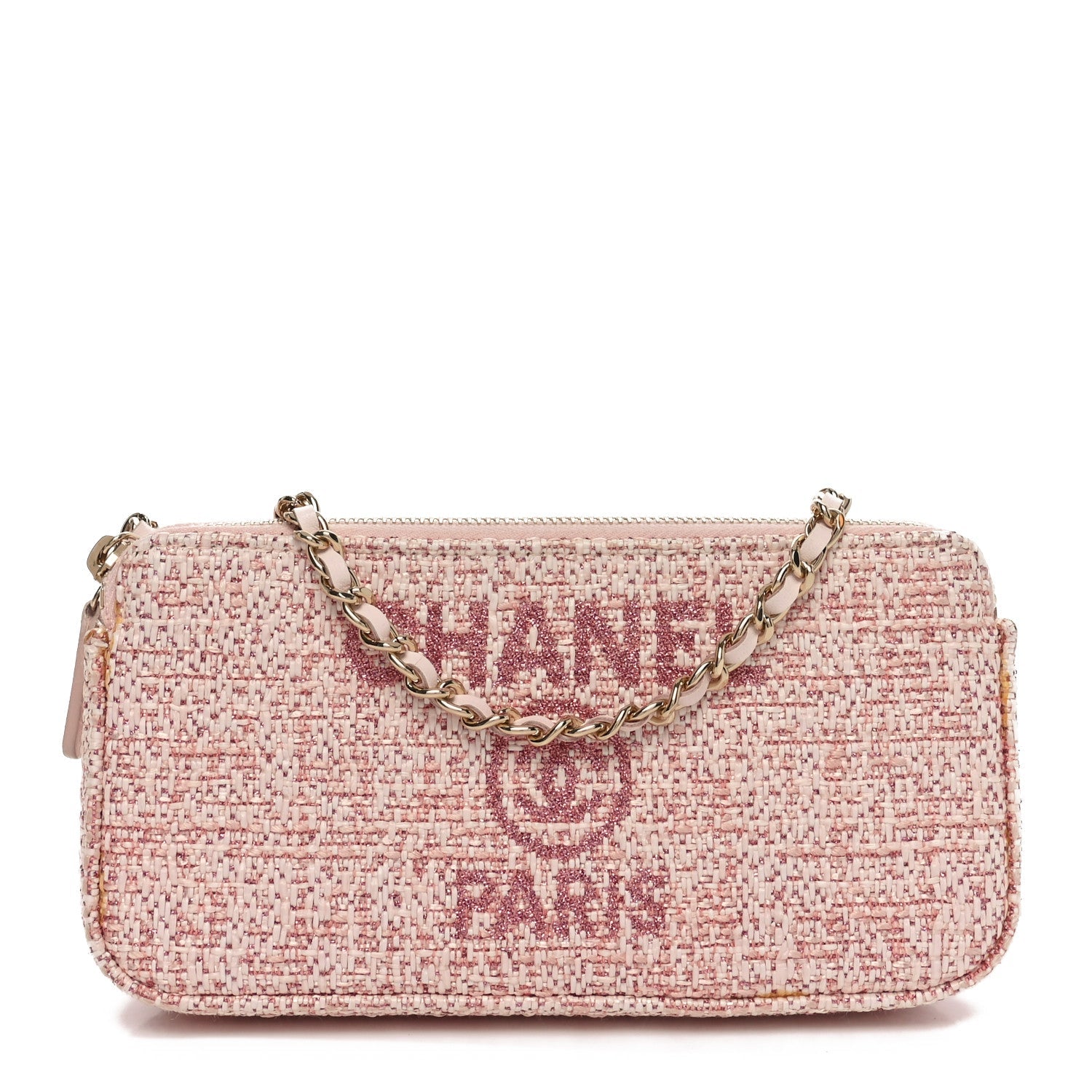 Canvas Small Deauville Clutch With Chain Pink