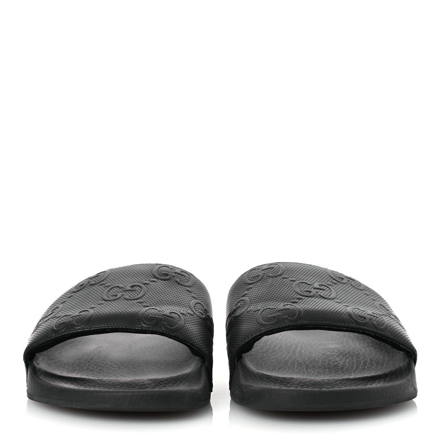 Rubber GG Monogram Mens Slide Sandals 11 Black