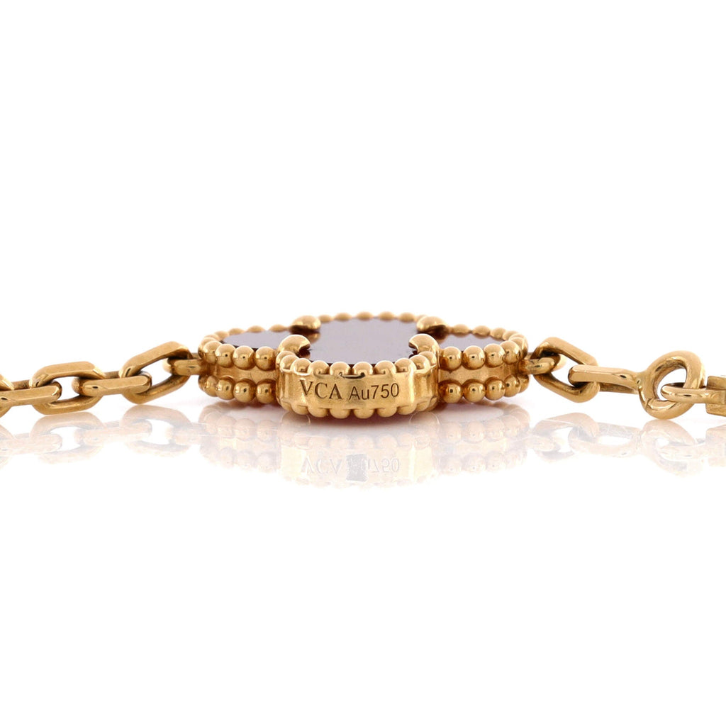 Vintage Alhambra 5 Motifs Bracelet 18K Yellow Gold and Carnelian