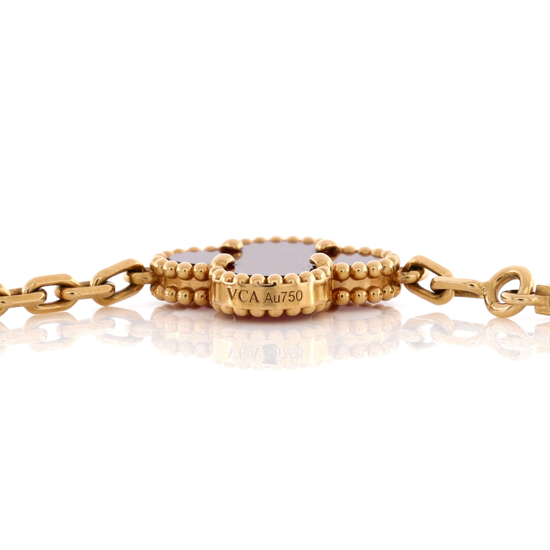 Vintage Alhambra 5 Motifs Bracelet 18K Yellow Gold and Carnelian