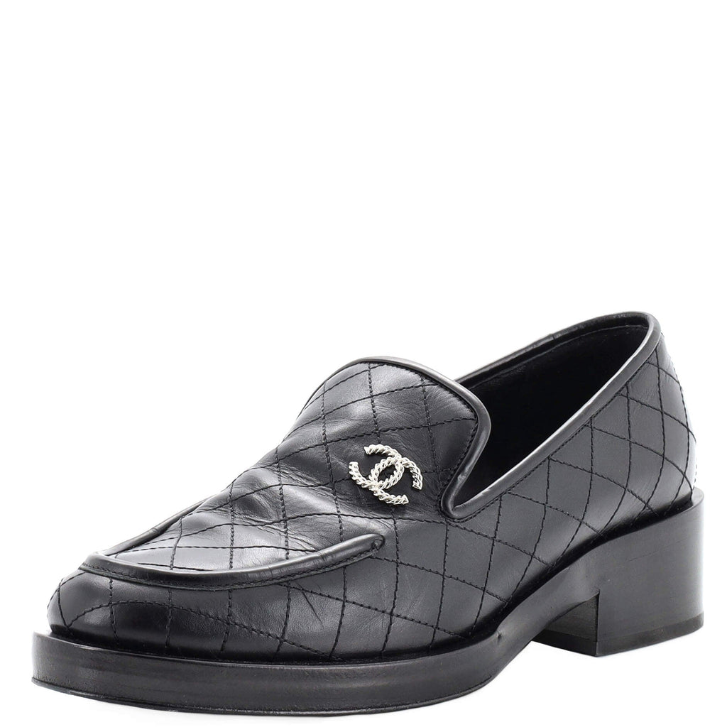 Women's CC Platform Loafers Stitched Leather