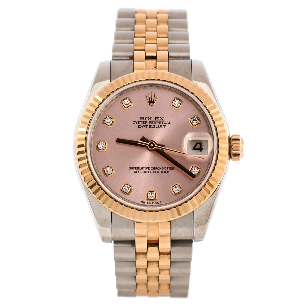 Oyster Perpetual Datejust Automatic Watch Stainless Steel and Rose Gold with Diamond Markers 31