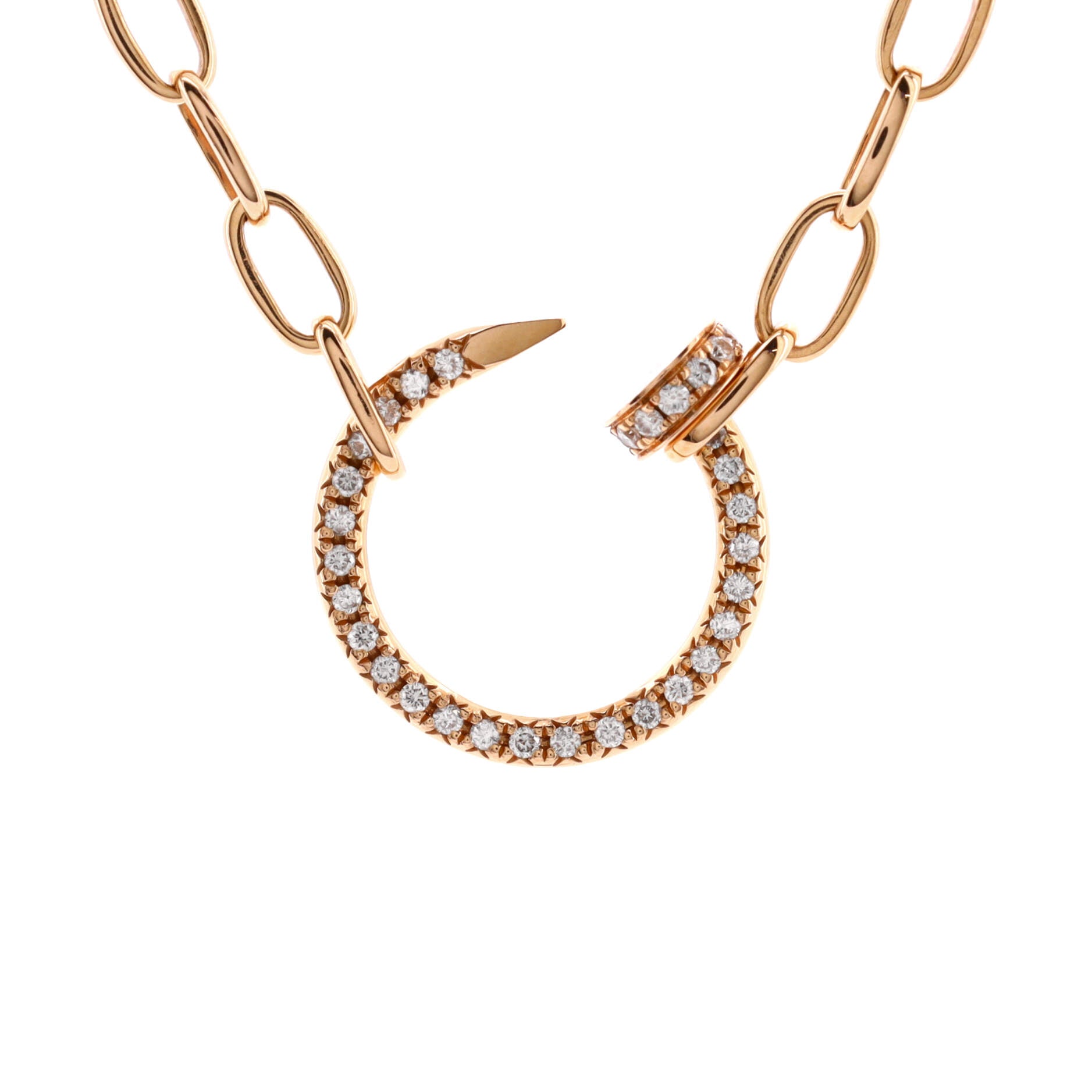 Juste un Clou Chain Pendant Necklace 18K Rose Gold and Pave Diamonds