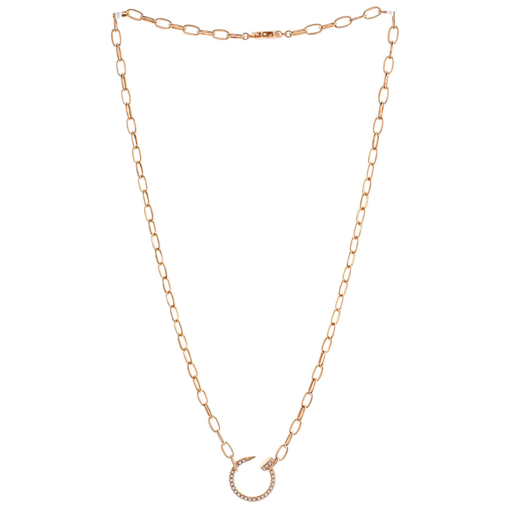 Juste un Clou Chain Pendant Necklace 18K Rose Gold and Pave Diamonds