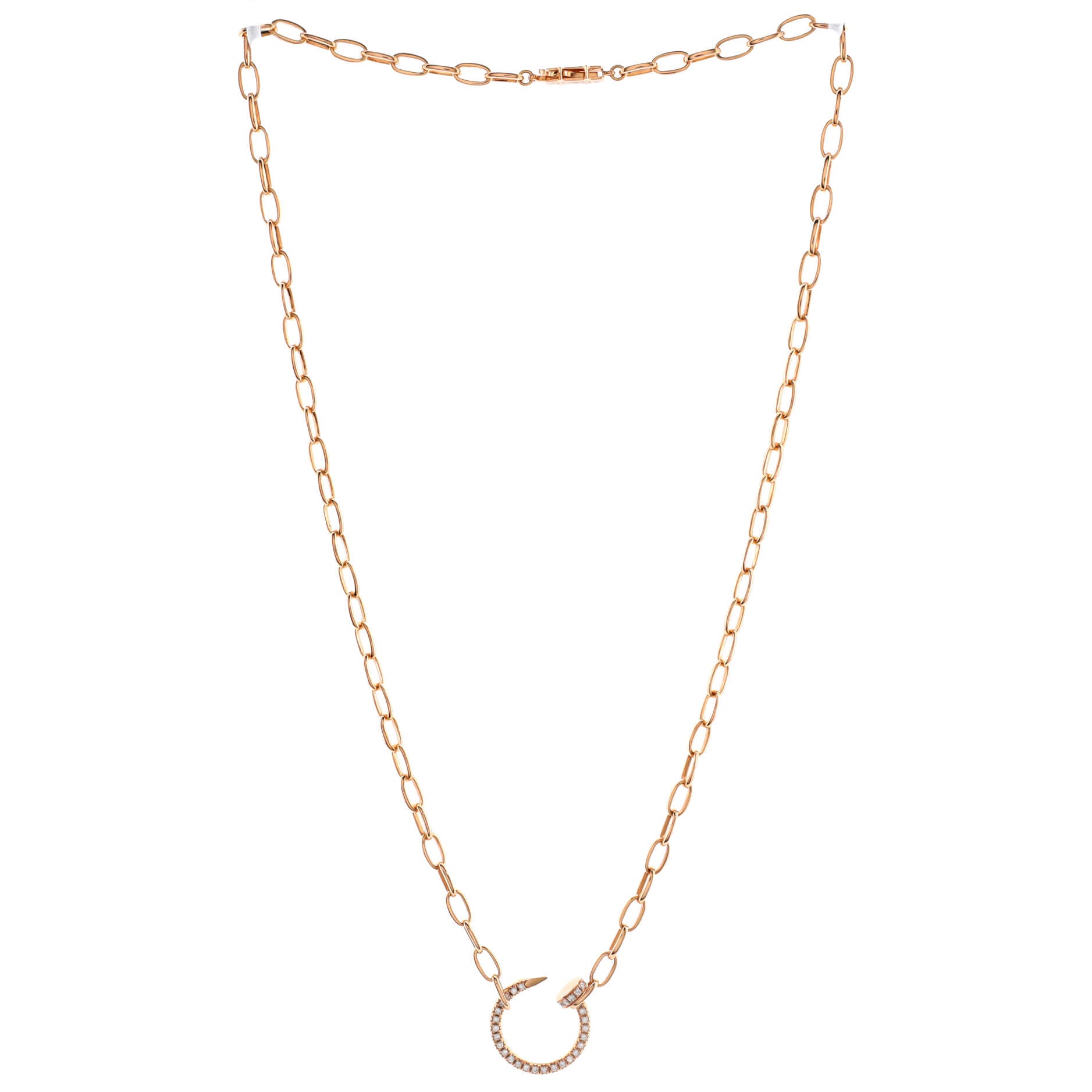 Juste un Clou Chain Pendant Necklace 18K Rose Gold and Pave Diamonds