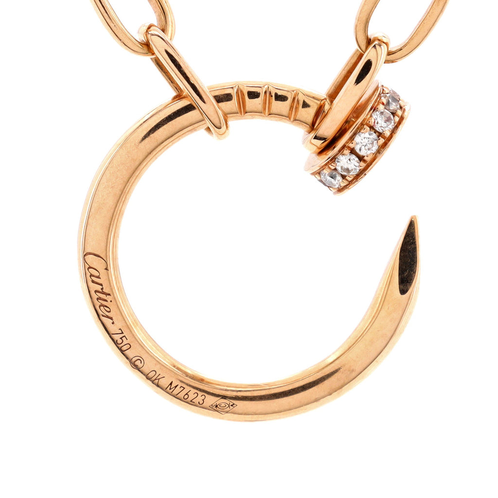 Juste un Clou Chain Pendant Necklace 18K Rose Gold and Pave Diamonds