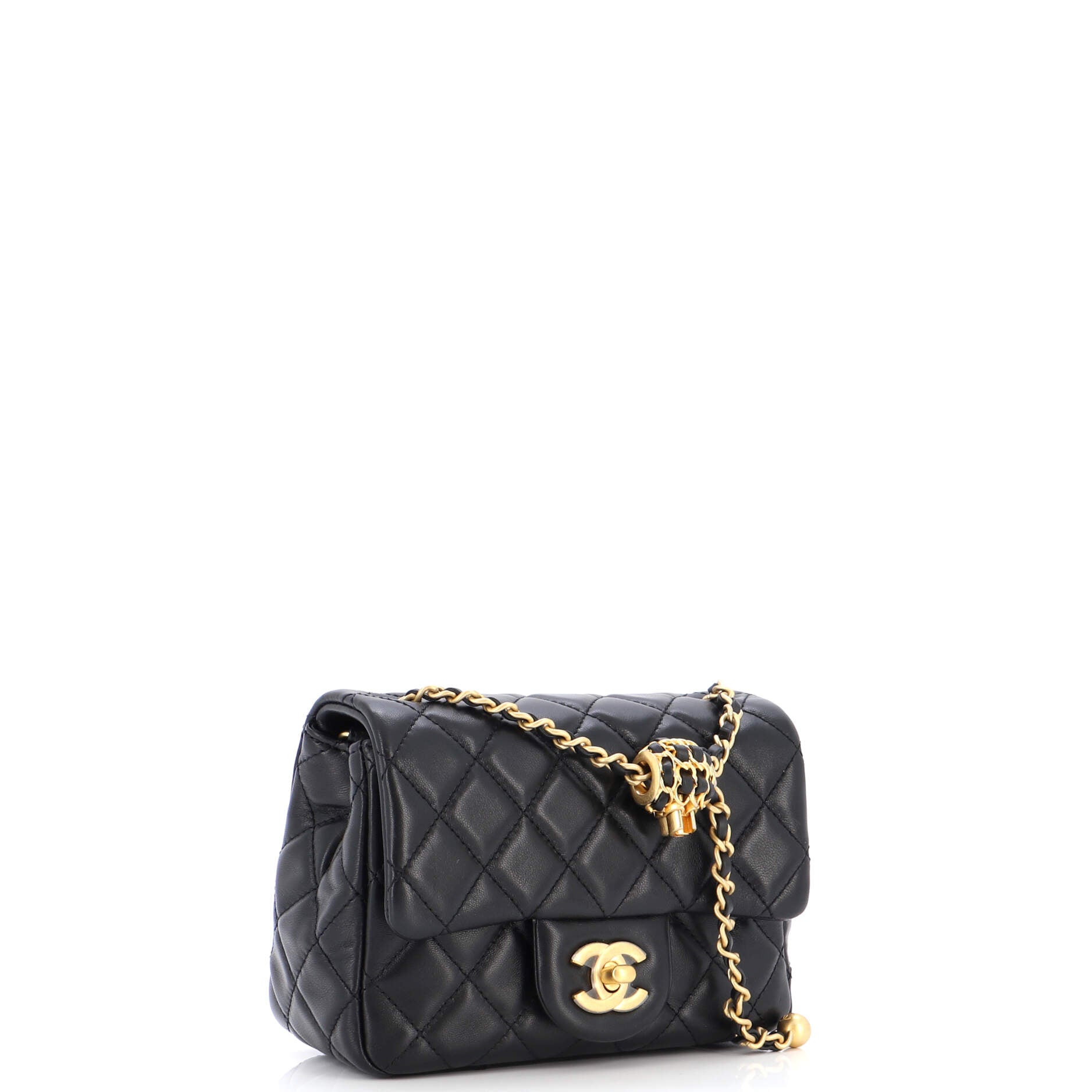 Pearl Crush Square Flap Bag Quilted Lambskin Mini