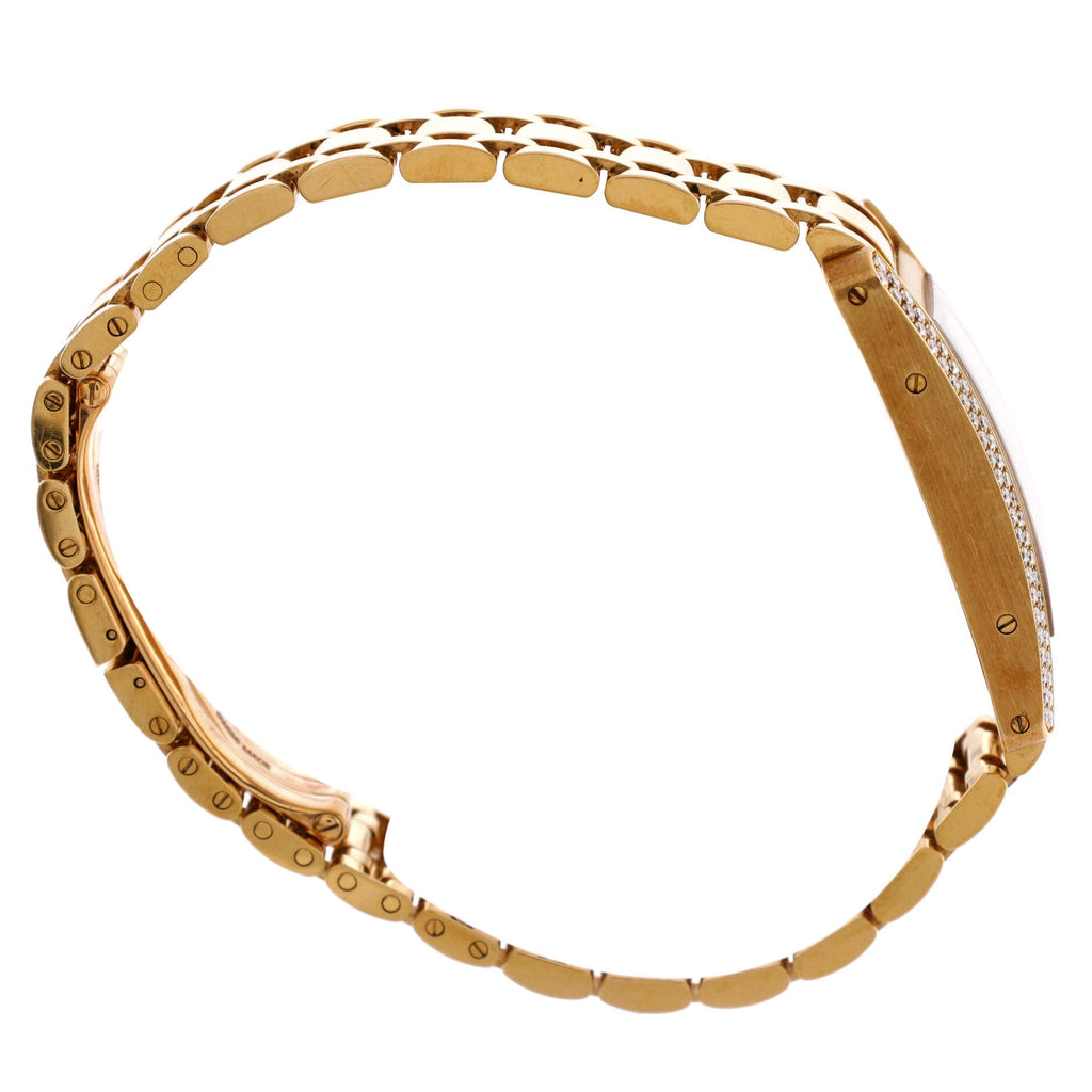 Tank Americaine Quartz Watch Yellow Gold with Diamond Bezel 19
