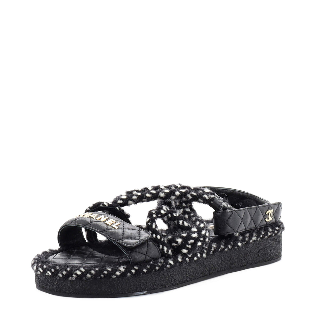 Women's Cord Velcro Dad Sandals Quilted Leather