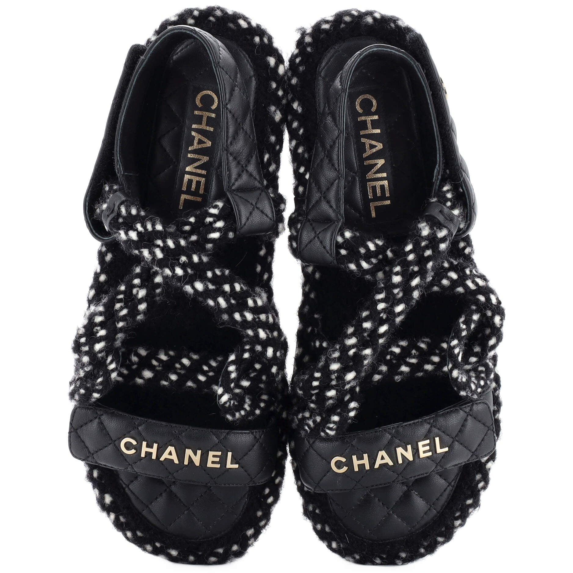 Women's Cord Velcro Dad Sandals Quilted Leather